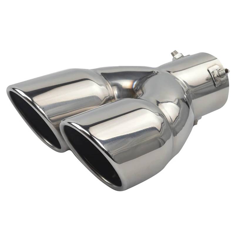 Auto Auspuffblende 1 STÜCK 76 MM Rundes Auspuffrohr Endschalldämpfer Spitze Rohr Anschraubbare Doppelauspuffspitze Gerollte Schräg Geschnittene Endrohr Schalldämpfer Auto Auspuffendrohr(Silver) von YAKISA