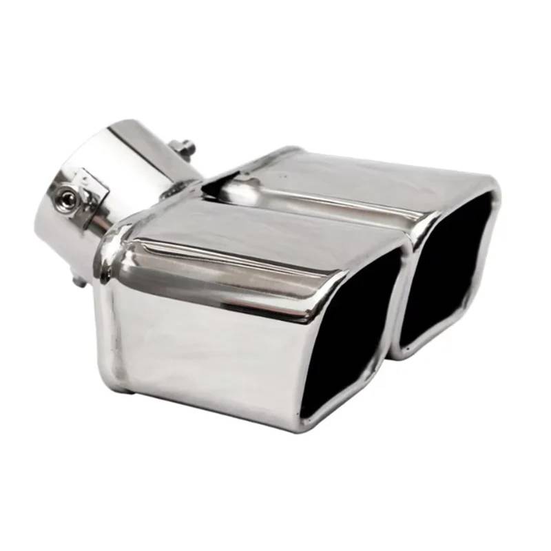 Auto Auspuffblende 1 Stücke Dual Outlet Auto Auspuff Spitze Düse Edelstahl Auspuff Spitze Schalldämpfer Schwanz Doppel Rohr Rohr Spitze Universal Auto Zubehör Auto Auspuffendrohr(Square Curved) von YAKISA
