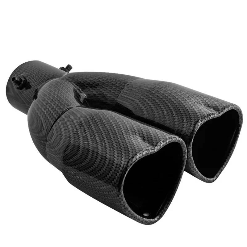 Auto Auspuffblende 1PC Universal Herzförmige Auto Auspuffspitze Endrohr Schalldämpfer Edelstahl Dual Outlet Schalldämpfer Spitze Rohr Einlass 60mm Auto Auspuffendrohr(Carbon Straight) von YAKISA