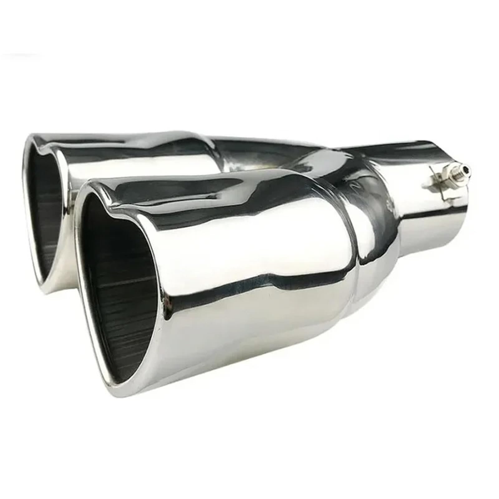 Auto Auspuffblende 1PC Universal Herzförmige Auto Auspuffspitze Endrohr Schalldämpfer Edelstahl Dual Outlet Schalldämpfer Spitze Rohr Einlass 60mm Auto Auspuffendrohr(Straight Silver) von YAKISA