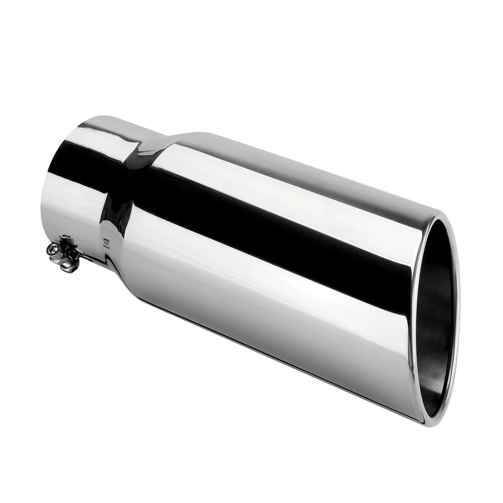 Auto Auspuffblende 4 Zoll Einlass 5 Zoll Auslass Universal Auto Gerade Auspuff Endrohr Endrohr Auspuffspitze 12 Zoll Länge Endrohr Auto Auspuffendrohr(Silver) von YAKISA