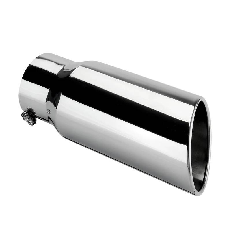 Auto Auspuffblende 4 Zoll Einlass 5 Zoll Auslass Universal Auto Gerade Auspuff Endrohr Endrohr Auspuffspitze 12 Zoll Länge Endrohr Auto Auspuffendrohr(Silver) von YAKISA