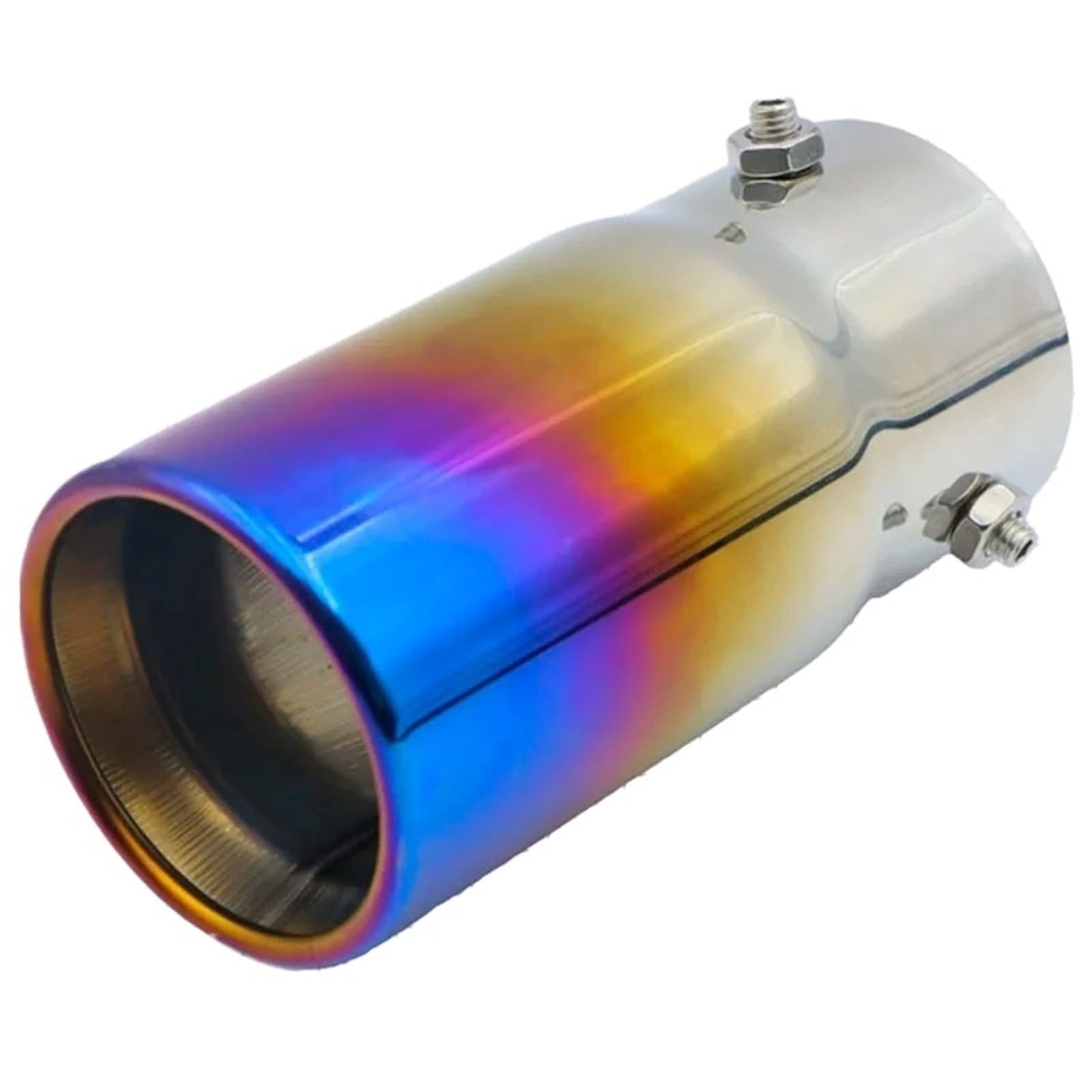 Auto Auspuffblende Auspuffspitzen Rohre Doppelter Dicker Liner Edelstahl Auspuff Endschalldämpfer Hals Universal Auto Außenteile Autozubehör Auto Auspuffendrohr(Blue round310) von YAKISA
