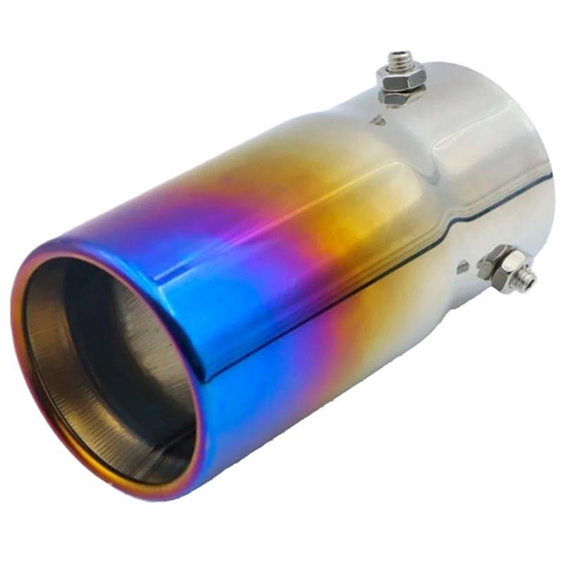 Auto Auspuffblende Auspuffspitzen Rohre Doppelter Dicker Liner Edelstahl Auspuff Endschalldämpfer Hals Universal Auto Außenteile Autozubehör Auto Auspuffendrohr(Blue round310) von YAKISA