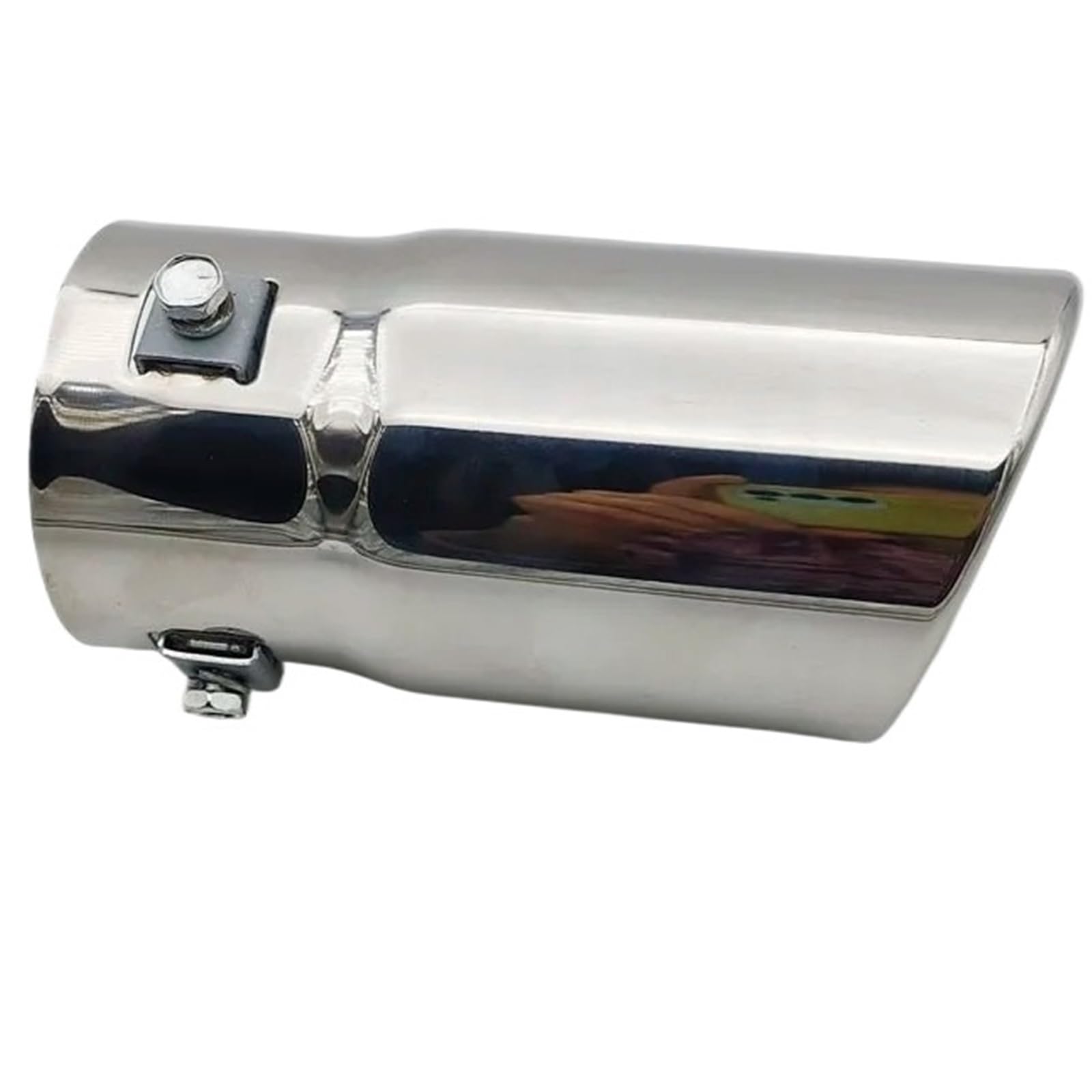 Auto Auspuffblende Auspuffspitzen Rohre Doppelter Dicker Liner Edelstahl Auspuff Endschalldämpfer Hals Universal Auto Außenteile Autozubehör Auto Auspuffendrohr(Silv bevell310) von YAKISA