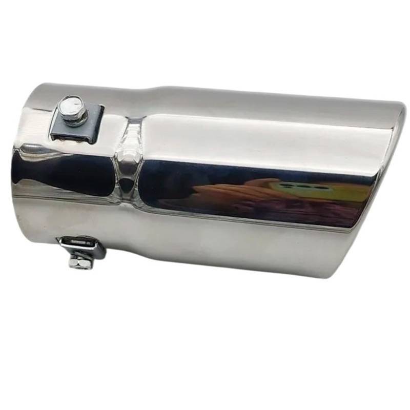 Auto Auspuffblende Auspuffspitzen Rohre Doppelter Dicker Liner Edelstahl Auspuff Endschalldämpfer Hals Universal Auto Außenteile Autozubehör Auto Auspuffendrohr(Silv bevell310) von YAKISA