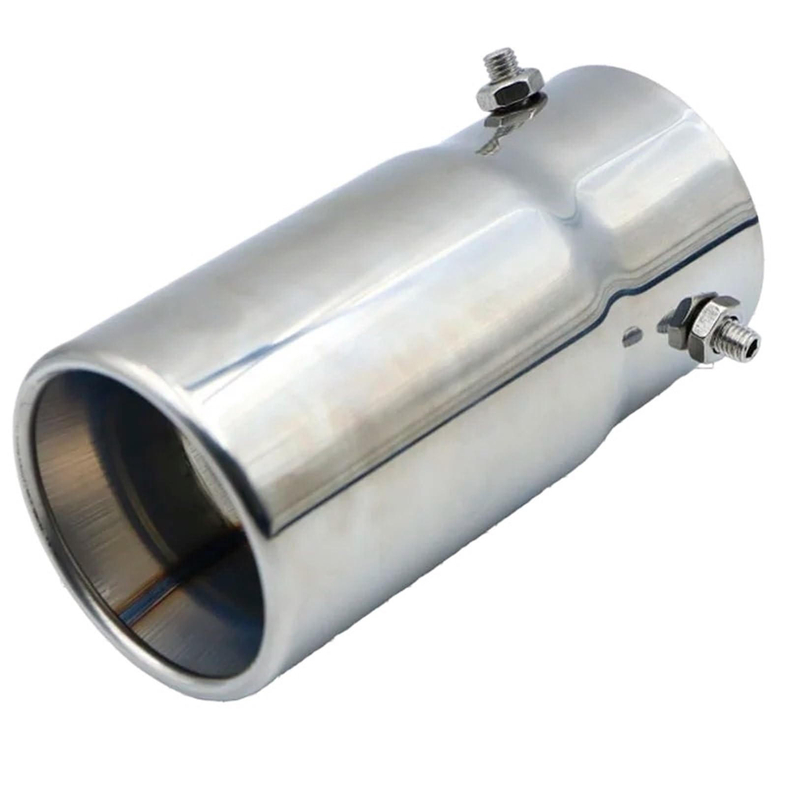 Auto Auspuffblende Auspuffspitzen Rohre Doppelter Dicker Liner Edelstahl Auspuff Endschalldämpfer Hals Universal Auto Außenteile Autozubehör Auto Auspuffendrohr(Silver round310) von YAKISA