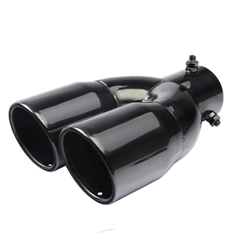 Auto Auspuffblende Auto-Auspuffspitze Einlass 63 Mm Edelstahl Auspuffrohr Endrohr 76 Zoll Schräg Doppelauslass Auspuffanlagen Düsenschalldämpfer Auto Auspuffendrohr(63-76mm Black) von YAKISA