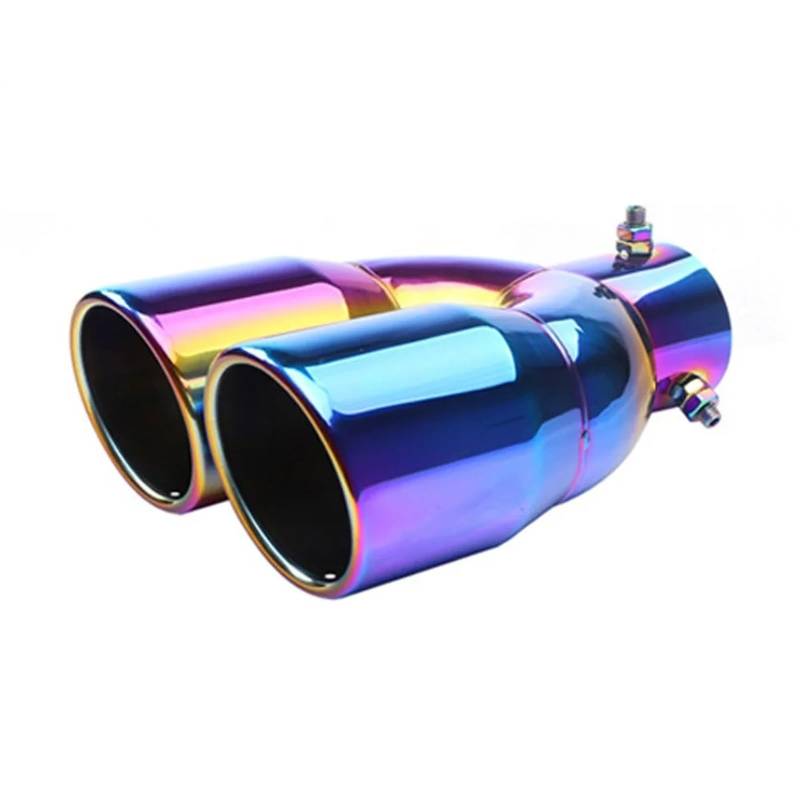 Auto Auspuffblende Auto-Auspuffspitze Einlass 63 Mm Edelstahl Auspuffrohr Endrohr 76 Zoll Schräg Doppelauslass Auspuffanlagen Düsenschalldämpfer Auto Auspuffendrohr(63-76mm Blue-2) von YAKISA
