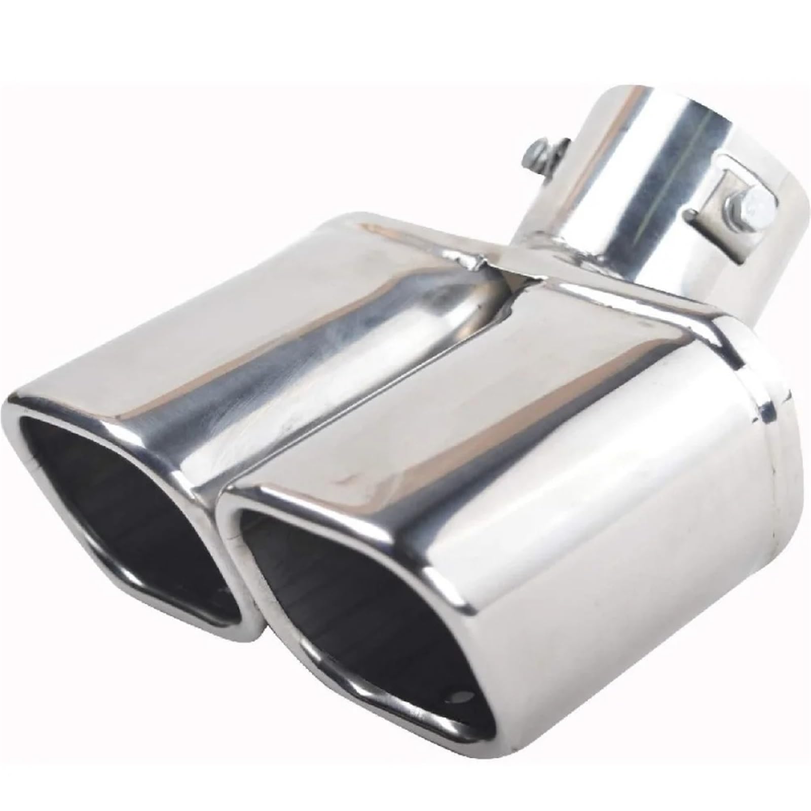 Auto Auspuffblende Auto-Heck-Doppelauspuffrohr-Endschalldämpfer-Spitze Endrohr Universal-Endstück Edelstahl Blau Doppelauspuffrohr Modifiziert Auto Auspuffendrohr(Bent Silver) von YAKISA