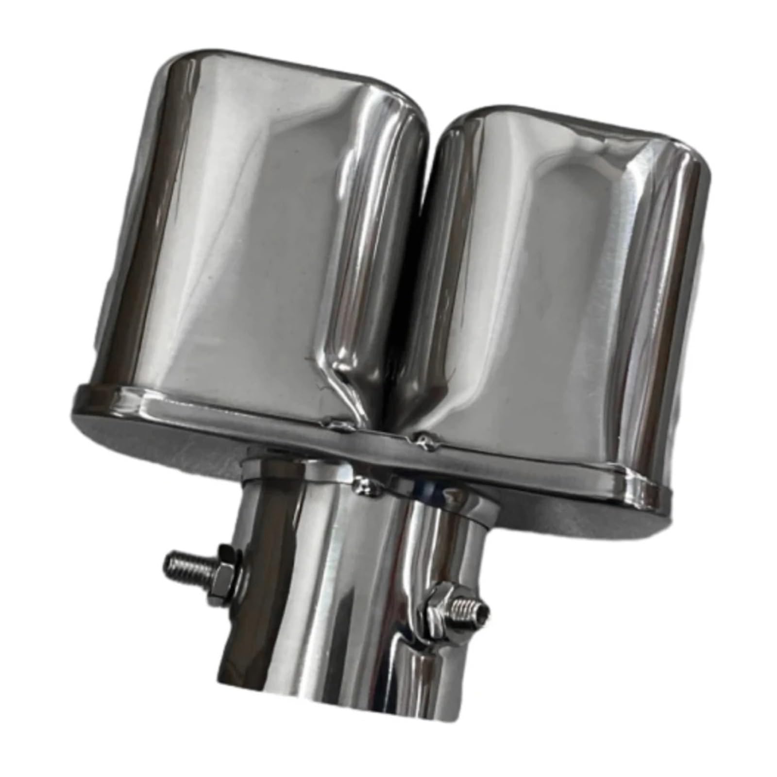 Auto Auspuffblende Auto-Heck-Doppelauspuffrohr-Endschalldämpfer-Spitze Endrohr Universal-Endstück Edelstahl Blau Doppelauspuffrohr Modifiziert Auto Auspuffendrohr(Straight Silver) von YAKISA