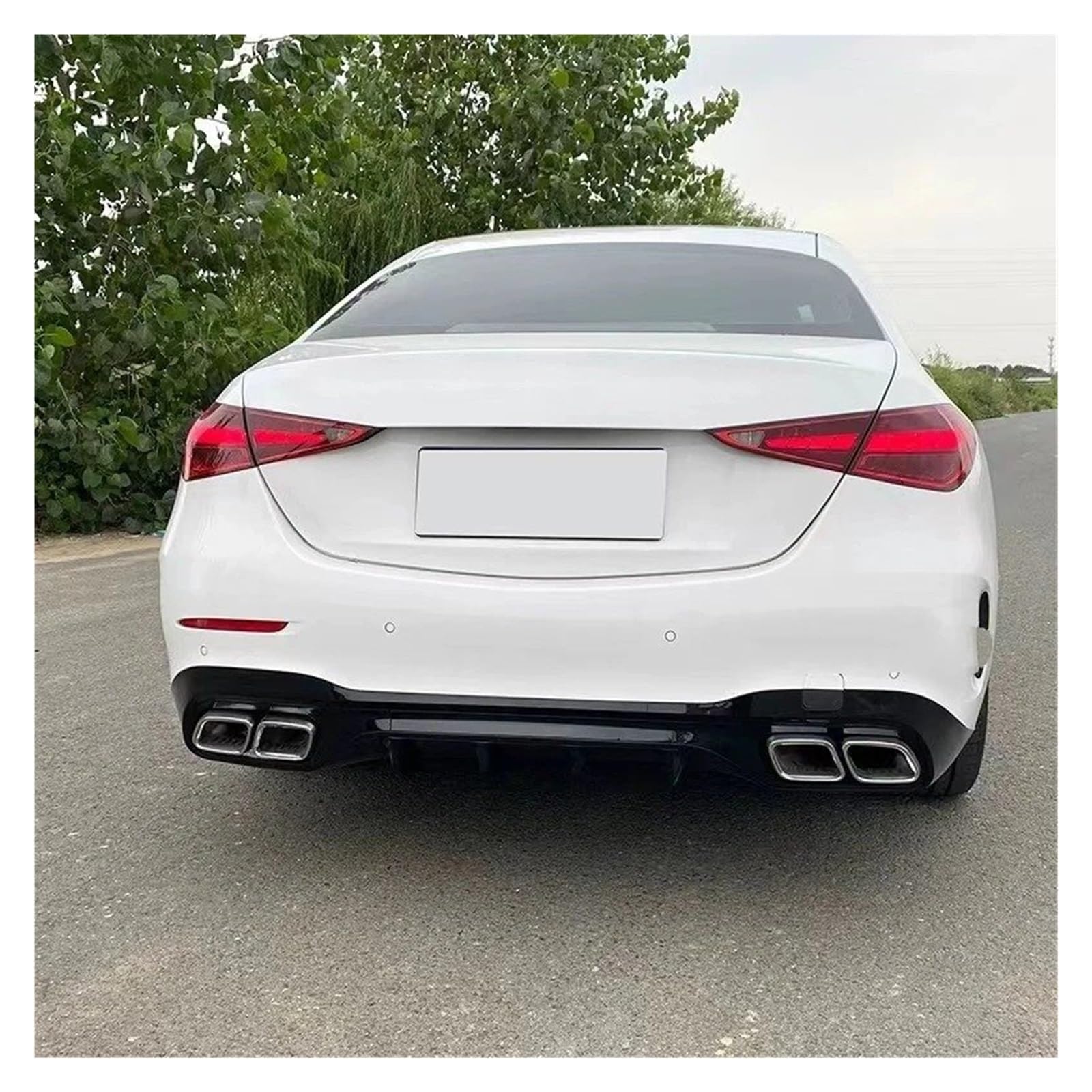 Auto Auspuffblende Für Benz W206 C-Klasse C200L C240 ​​C250 C280 C63 Für AMG Hecklippe Auspuffrohr 2022+ Auto-Styling Heckstoßstangendiffusor Auto Auspuffendrohr(Silver Exhaust Pipe) von YAKISA