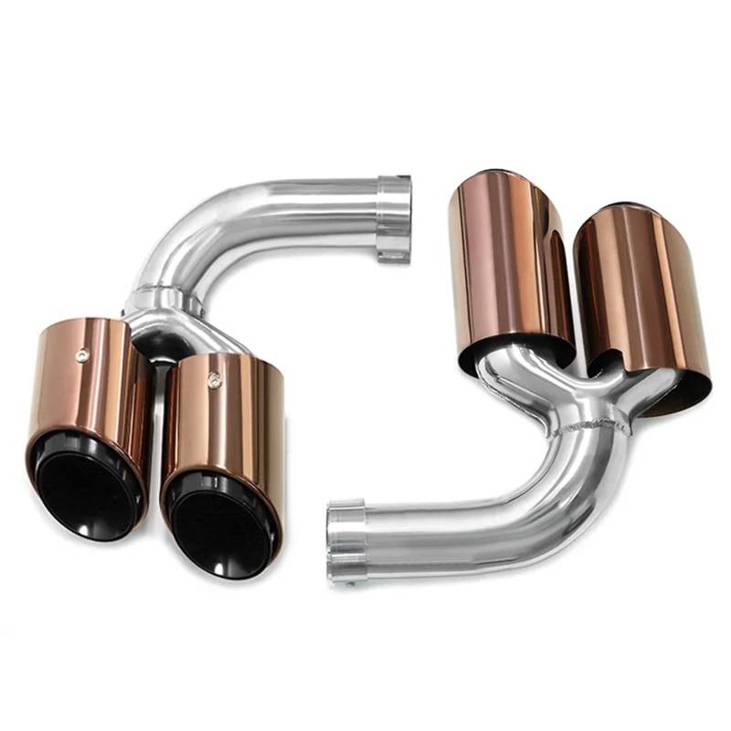 Auto Auspuffblende Für Cayenne 9Y0 Für SUV 3.0 2018-up Für Hybrid-Benzin-Schalldämpferspitze Endrohr-Auspuffanlage Düsenspitzen Quad-Auspuffspitze Auto Auspuffendrohr(Petrol Gold) von YAKISA