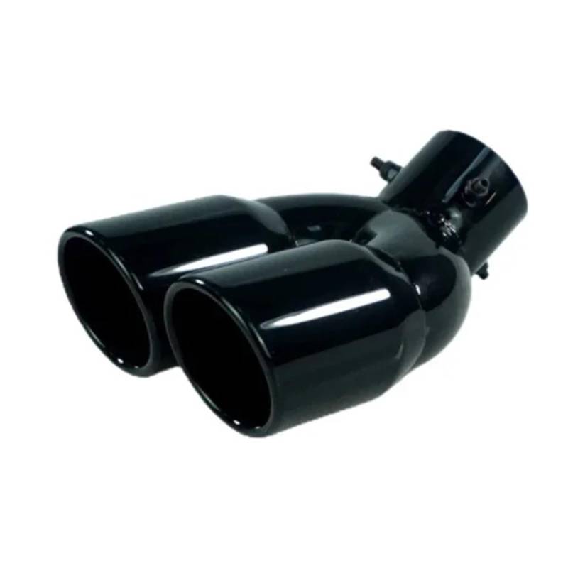 Auto Auspuffblende Universal 63mm Auto Einlass Doppel-Zylinder Endrohr Endrohr Schalldämpfer Schwarz Outlet Edelstahl Auto Zubehör Auto Auspuffendrohr(Black W) von YAKISA
