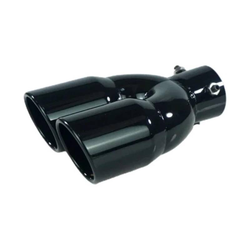 Auto Auspuffblende Universal 63mm Auto Einlass Doppel-Zylinder Endrohr Endrohr Schalldämpfer Schwarz Outlet Edelstahl Auto Zubehör Auto Auspuffendrohr(Black Z) von YAKISA