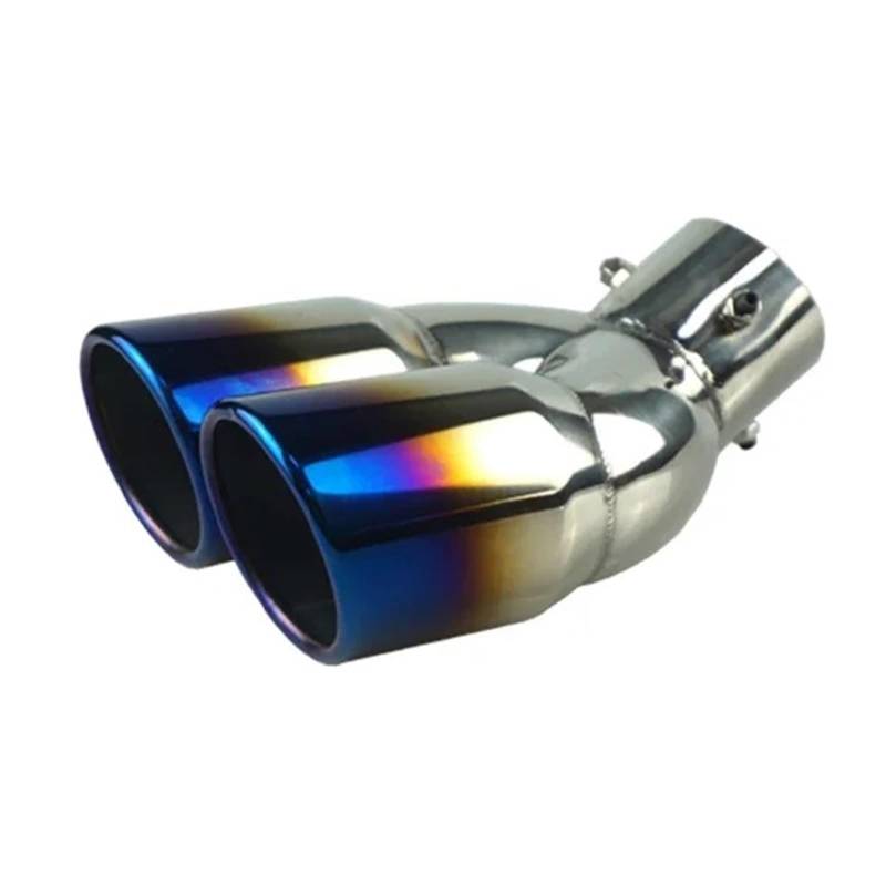 Auto Auspuffblende Universal 63mm Auto Einlass Doppel-Zylinder Endrohr Endrohr Schalldämpfer Schwarz Outlet Edelstahl Auto Zubehör Auto Auspuffendrohr(Blue W) von YAKISA