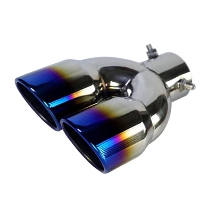 Auto Auspuffblende Universal 63mm Auto Einlass Doppel-Zylinder Endrohr Endrohr Schalldämpfer Schwarz Outlet Edelstahl Auto Zubehör Auto Auspuffendrohr(Blue Z) von YAKISA
