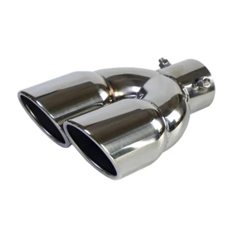 Auto Auspuffblende Universal 63mm Auto Einlass Doppel-Zylinder Endrohr Endrohr Schalldämpfer Schwarz Outlet Edelstahl Auto Zubehör Auto Auspuffendrohr(Silver Z) von YAKISA
