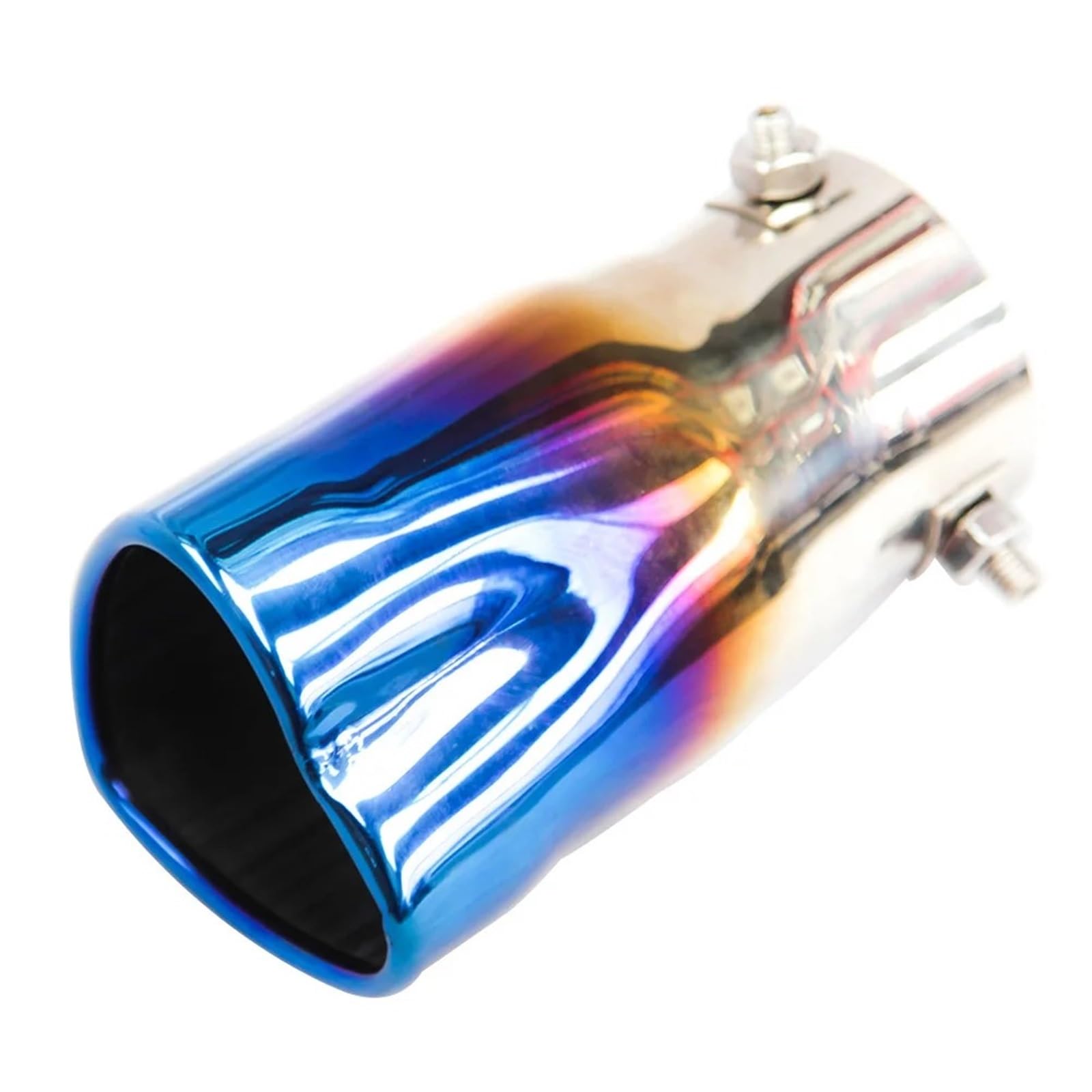 Auto Auspuffblende Universal-Auspuffendrohr Schalldämpfer 2,5 Zoll ID Einlass Anschraubbares Herzförmig Gebogenes Auspuffendrohr Auto Auspuffendrohr(Straight Blue) von YAKISA