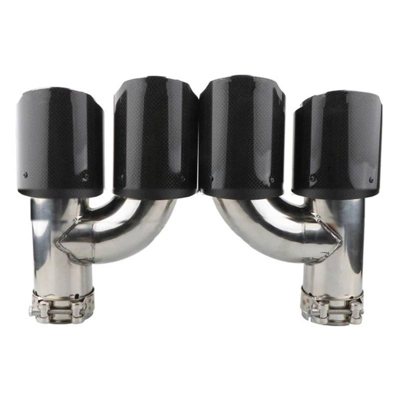 Auto Auspuffblende Universal-Auto-Auspuffblende Edelstahl-Endrohr Schalldämpferrohr Schwarze Auspuffblenden Aus Kohlefaser Modifiziertes Auto-Endrohr Auto Auspuffendrohr(1left1right 2pc) von YAKISA