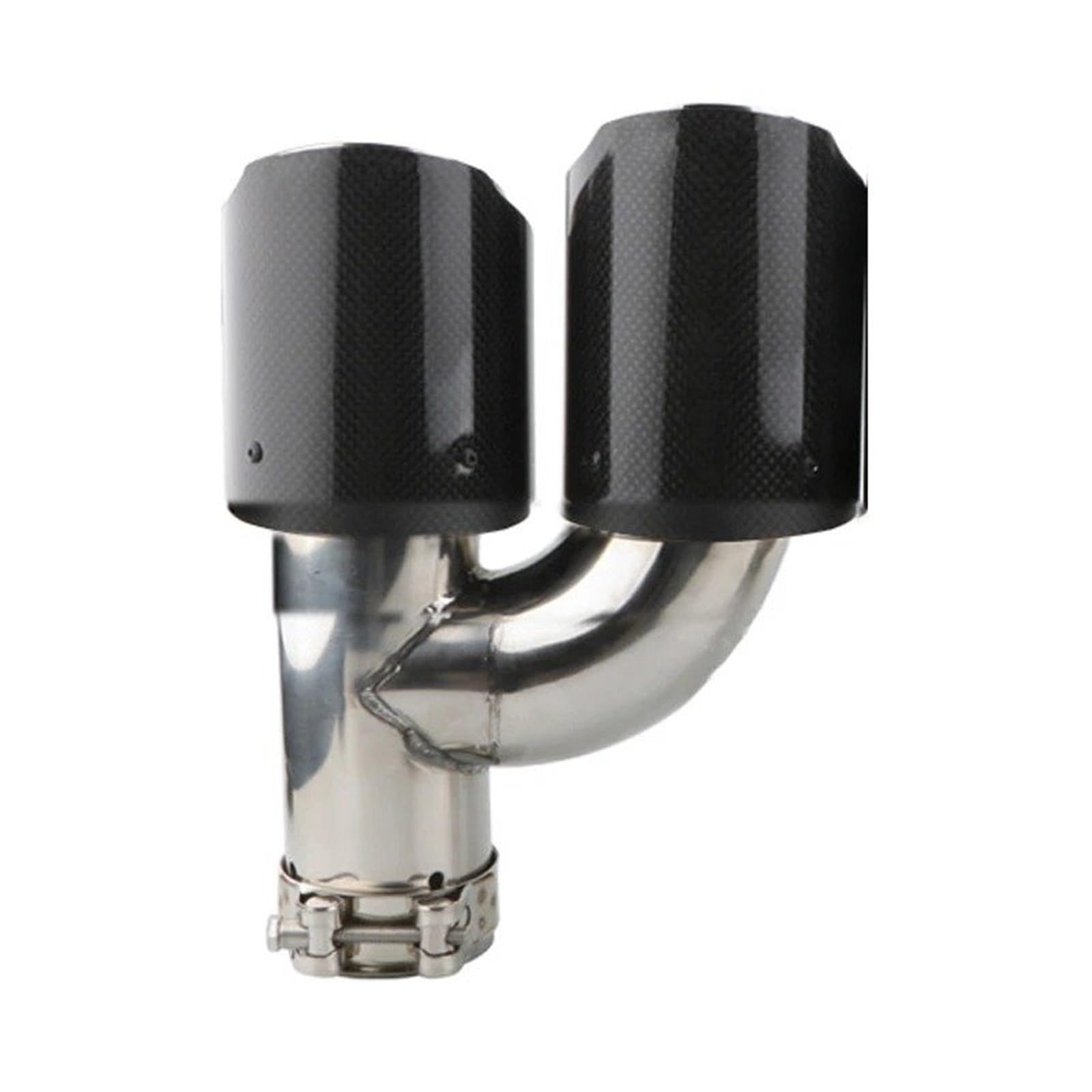 Auto Auspuffblende Universal-Auto-Auspuffblende Edelstahl-Endrohr Schalldämpferrohr Schwarze Auspuffblenden Aus Kohlefaser Modifiziertes Auto-Endrohr Auto Auspuffendrohr(1pc Left Bright) von YAKISA