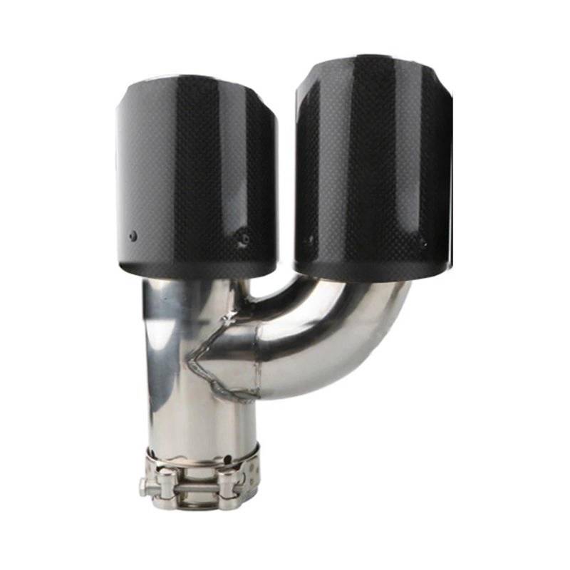 Auto Auspuffblende Universal-Auto-Auspuffblende Edelstahl-Endrohr Schalldämpferrohr Schwarze Auspuffblenden Aus Kohlefaser Modifiziertes Auto-Endrohr Auto Auspuffendrohr(1pc Left Bright) von YAKISA