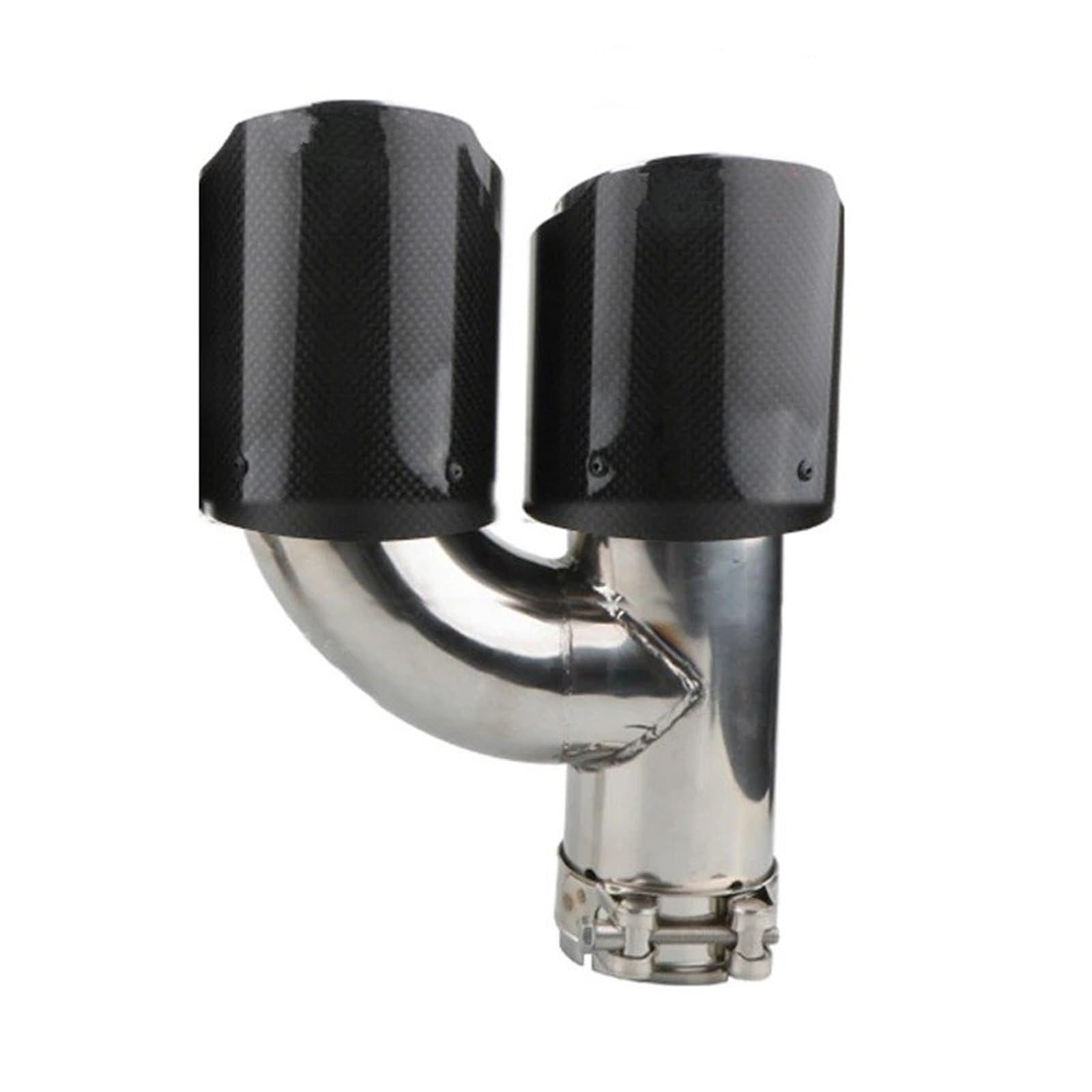 Auto Auspuffblende Universal-Auto-Auspuffblende Edelstahl-Endrohr Schalldämpferrohr Schwarze Auspuffblenden Aus Kohlefaser Modifiziertes Auto-Endrohr Auto Auspuffendrohr(1pc Right Bright) von YAKISA