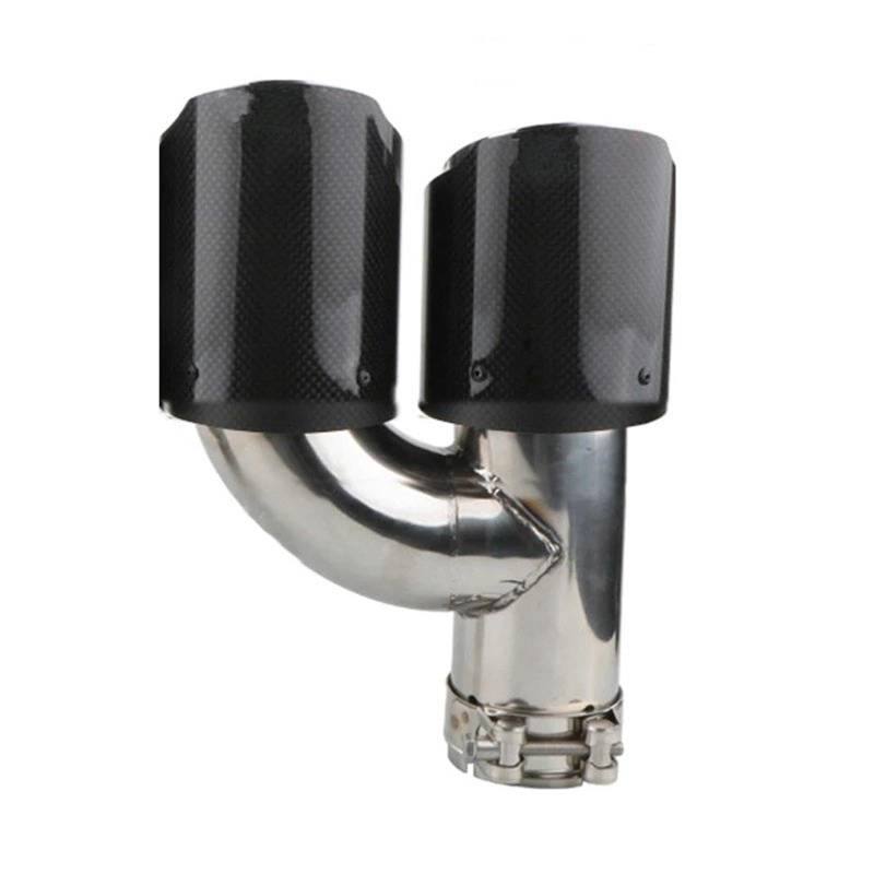Auto Auspuffblende Universal-Auto-Auspuffblende Edelstahl-Endrohr Schalldämpferrohr Schwarze Auspuffblenden Aus Kohlefaser Modifiziertes Auto-Endrohr Auto Auspuffendrohr(1pc Right Bright) von YAKISA