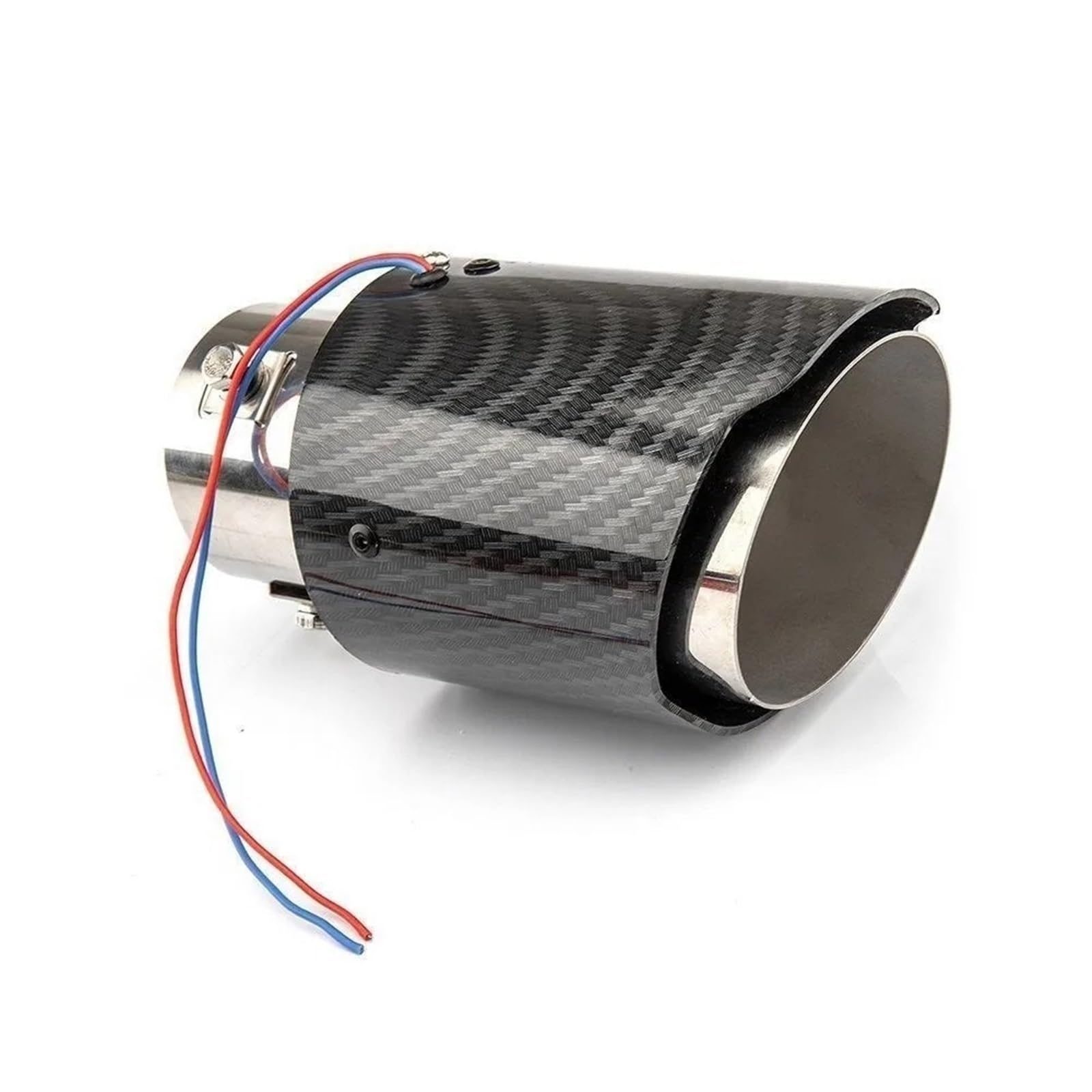 Auto Auspuffblende Universal Auto Modifizierte Auspuff Schalldämpfer Spitze Rohr Rot/Blau Licht Outlet Auspuffrohr Schwanz Kehle Schalldämpfer Turbo Sport Auto Auspuffendrohr(TP-1009-ZZ-R) von YAKISA
