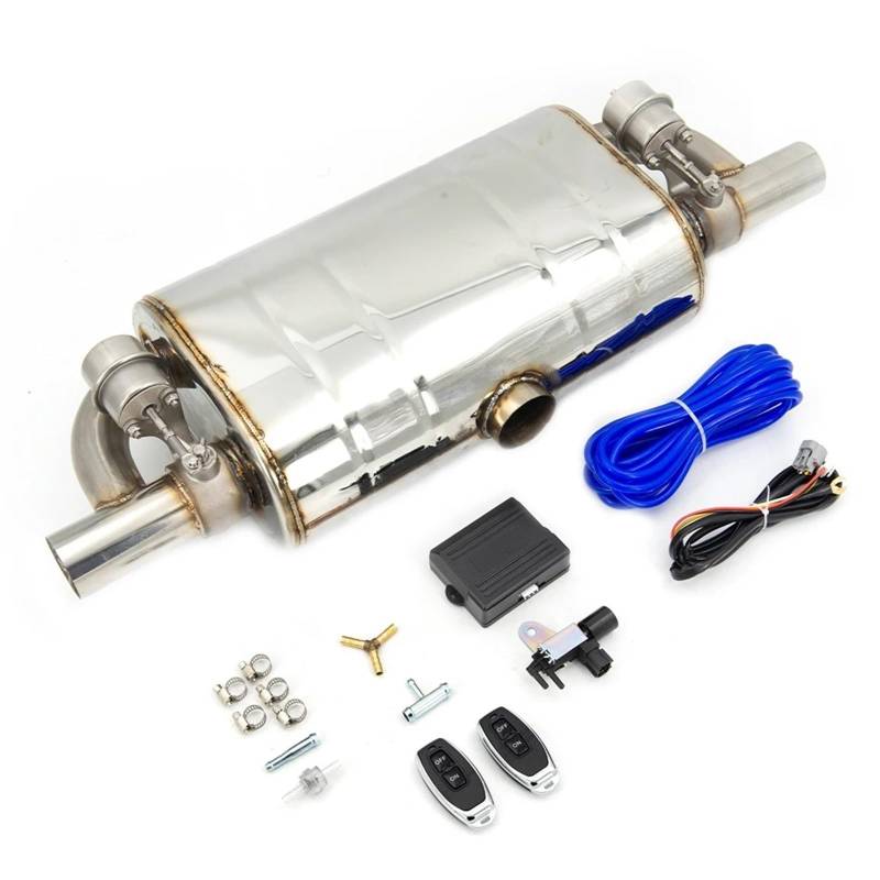 Auto Auspuffblende Universal T-förmiger Auspuffschalldämpfer Mit Doppelauslass Und Einem Einlass-Ablassventil Auspuffausschnitt Mit Fernbedienungssatz 51 Mm 63 Mm 76 Mm Auto Auspuffendrohr(76MM With v von YAKISA