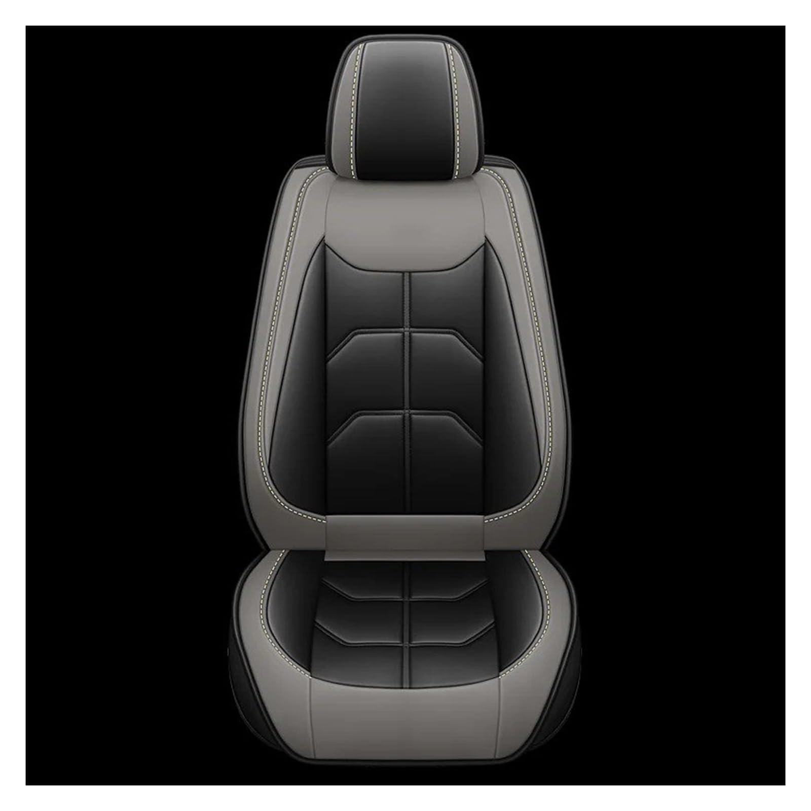 Autositzbezüge Set 1 PC Universal PU Leder Autositzbezug Innenausstattung Auto Schonbezüge(Black Grey) von YAKISA