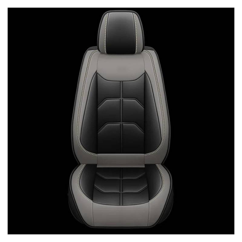 Autositzbezüge Set 1 PC Universal PU Leder Autositzbezug Innenausstattung Auto Schonbezüge(Black Grey) von YAKISA