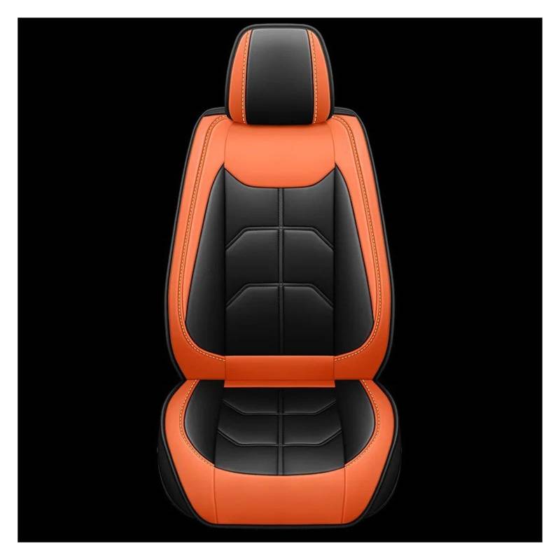 Autositzbezüge Set 1 PC Universal PU Leder Autositzbezug Innenausstattung Auto Schonbezüge(Black Orange) von YAKISA