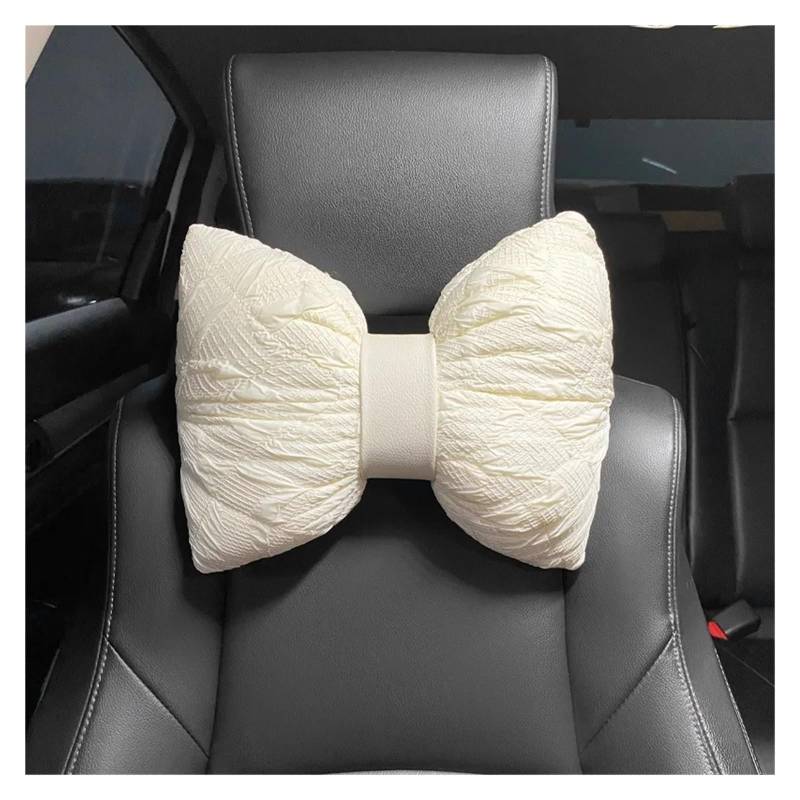 Autositzbezüge Set Autokissen-Sitzbezug Aus Weißer Spitze Blasen-Autoinnenabdeckung Für Damen Fliege Kopfstütze Taillenkissen Sicherheitsgurtbezug Auto Schonbezüge(1 Piece headrest) von YAKISA