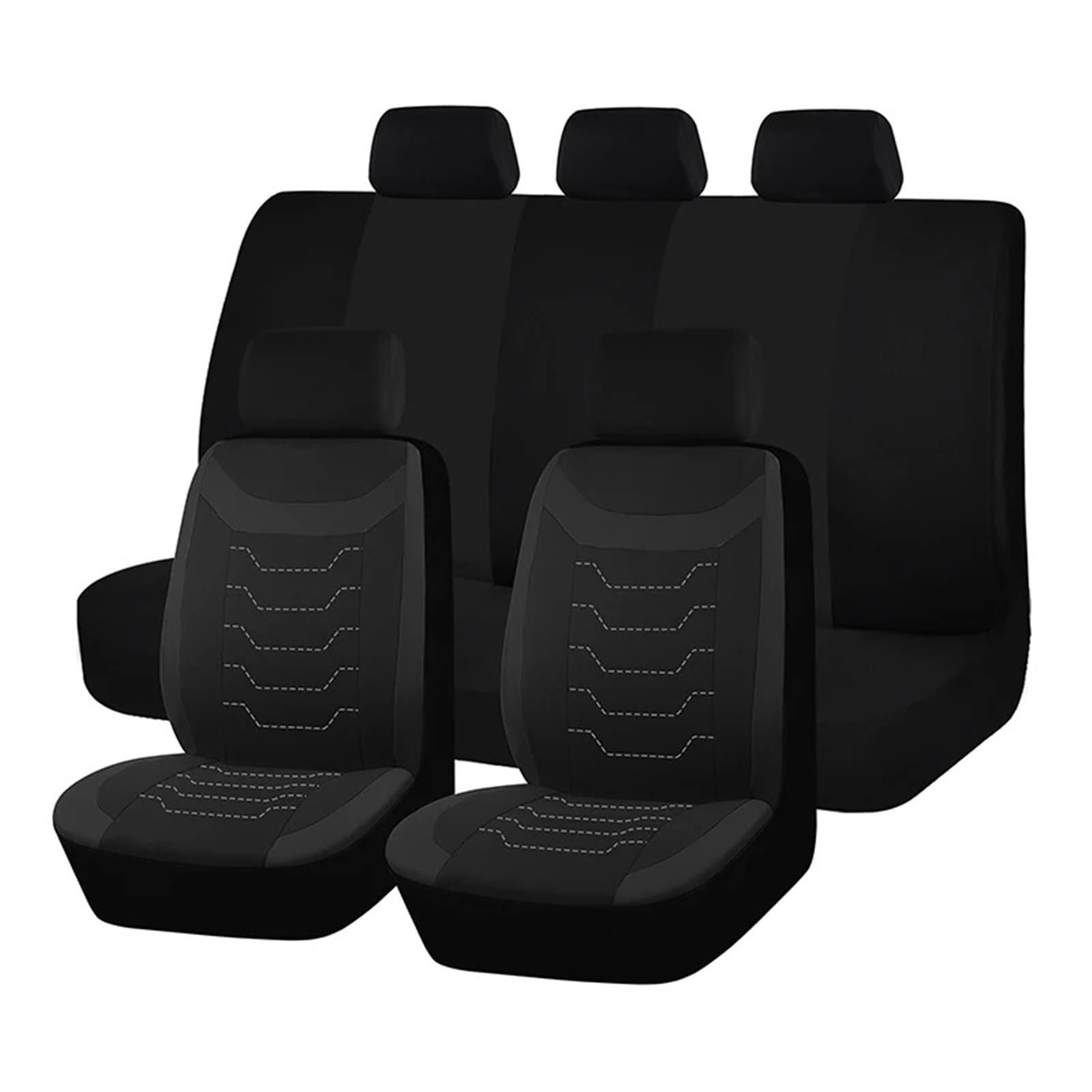 Autositzbezüge Set Autositzbezüge In Universalgröße Mit Konkaver Stickerei Passend Für Die Meisten Auto- SUV- Und LKW-Innenausstattungen Mit Airbag-Kompatibilität Auto Schonbezüge(Black) von YAKISA