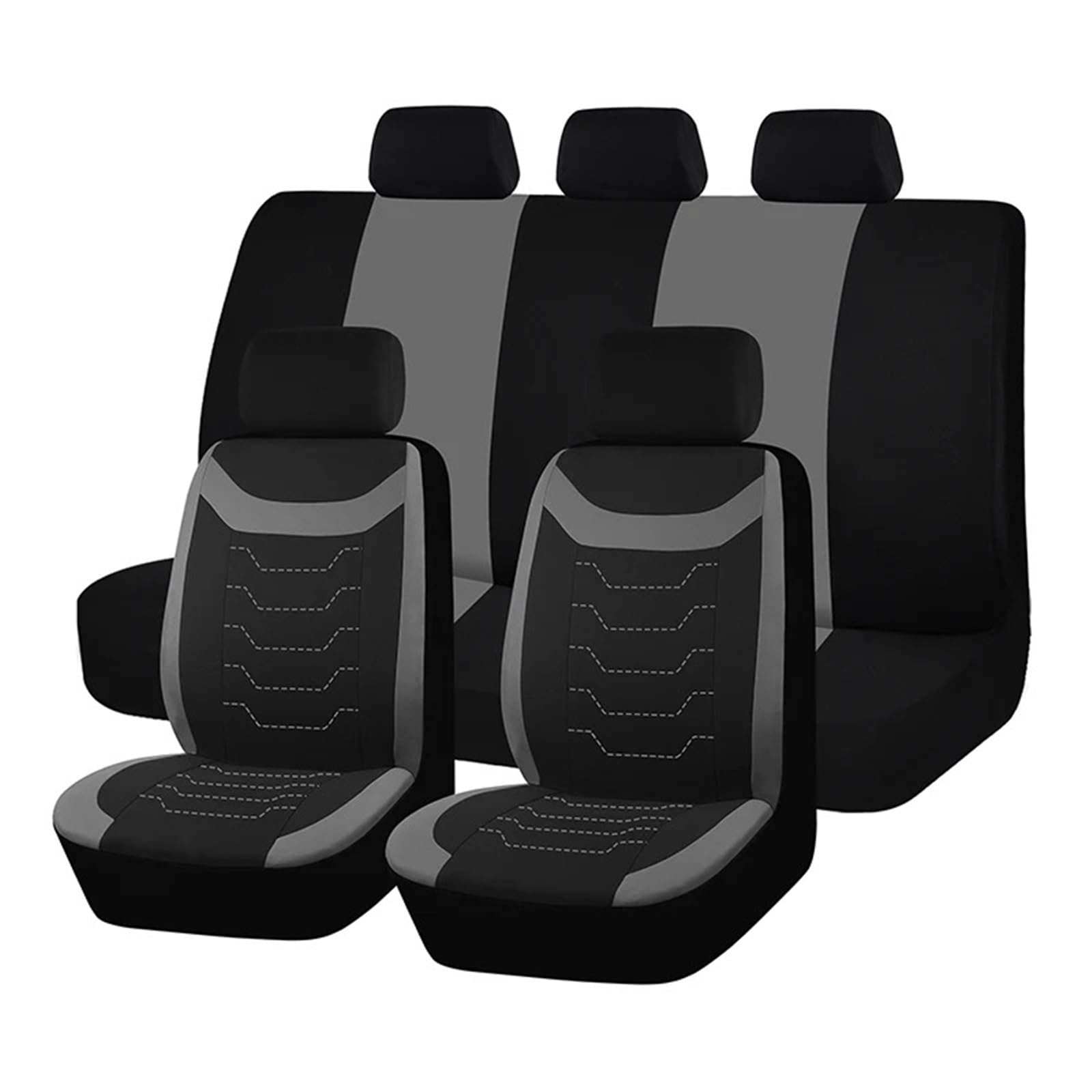 Autositzbezüge Set Autositzbezüge In Universalgröße Mit Konkaver Stickerei Passend Für Die Meisten Auto- SUV- Und LKW-Innenausstattungen Mit Airbag-Kompatibilität Auto Schonbezüge(Gray) von YAKISA