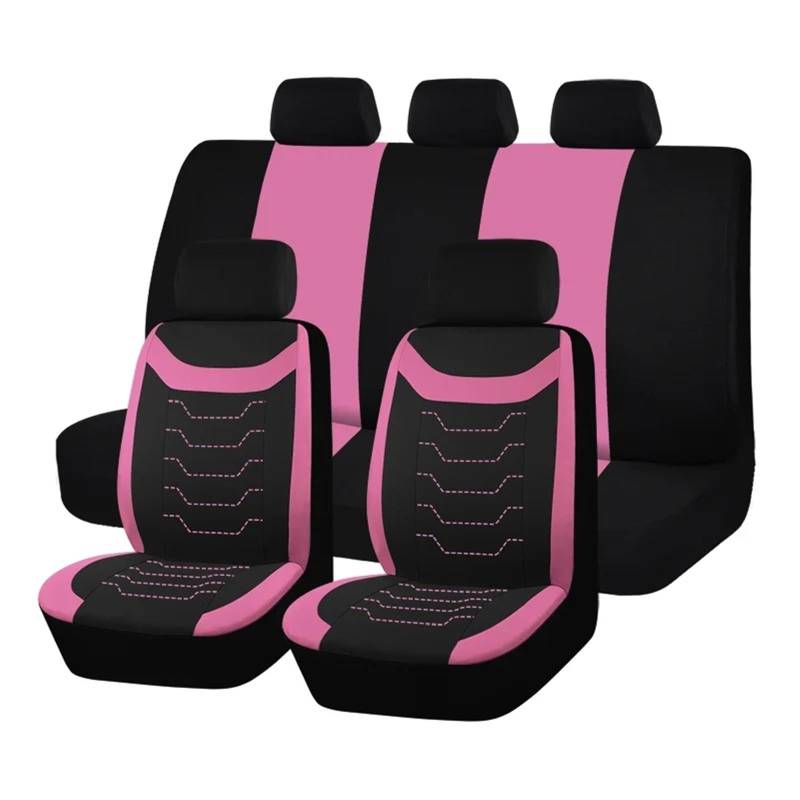 Autositzbezüge Set Autositzbezüge In Universalgröße Mit Konkaver Stickerei Passend Für Die Meisten Auto- SUV- Und LKW-Innenausstattungen Mit Airbag-Kompatibilität Auto Schonbezüge(Pink) von YAKISA