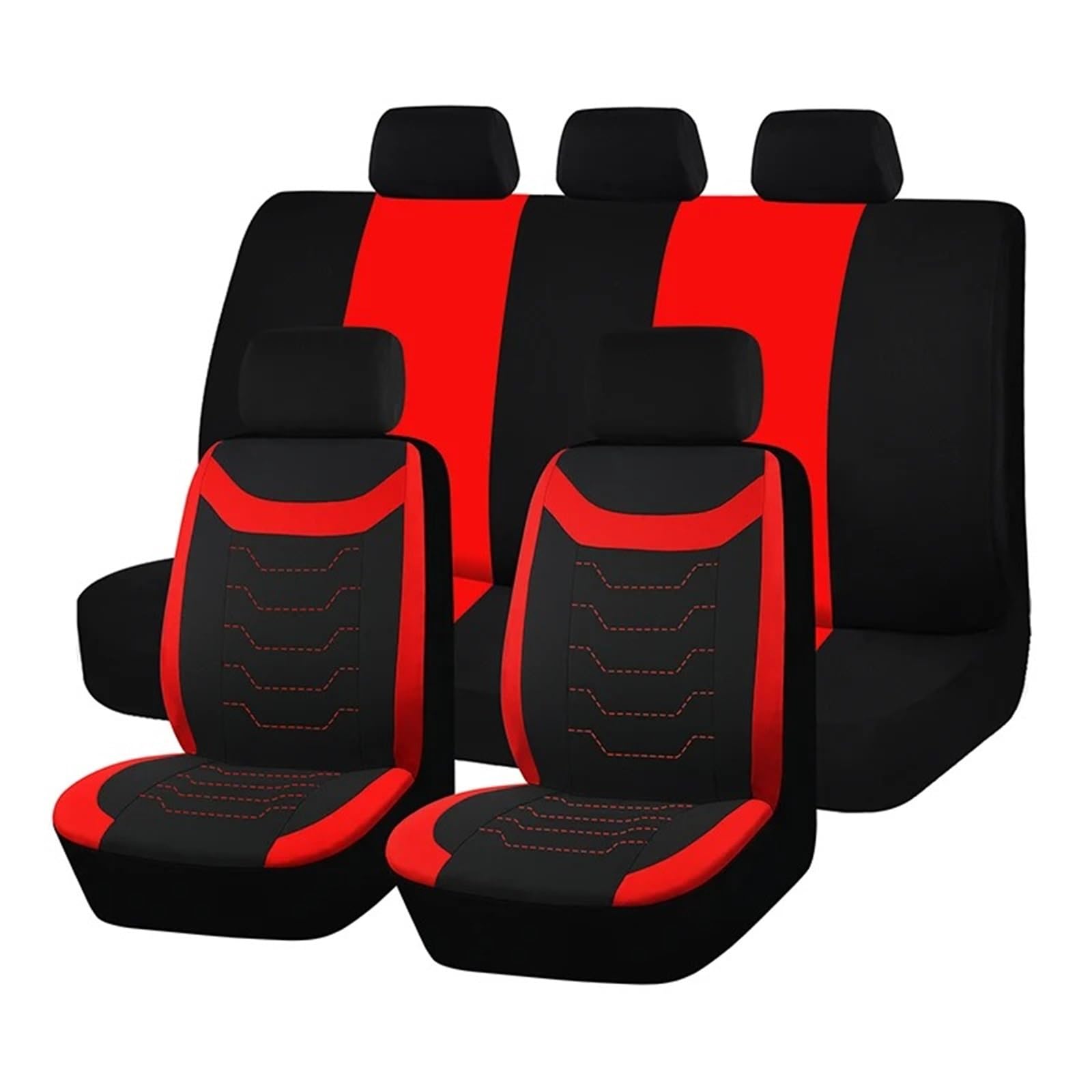 Autositzbezüge Set Autositzbezüge In Universalgröße Mit Konkaver Stickerei Passend Für Die Meisten Auto- SUV- Und LKW-Innenausstattungen Mit Airbag-Kompatibilität Auto Schonbezüge(Red) von YAKISA