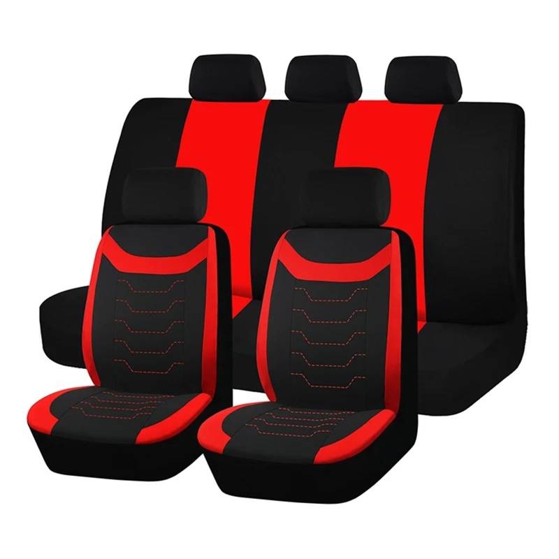 Autositzbezüge Set Autositzbezüge In Universalgröße Mit Konkaver Stickerei Passend Für Die Meisten Auto- SUV- Und LKW-Innenausstattungen Mit Airbag-Kompatibilität Auto Schonbezüge(Red) von YAKISA