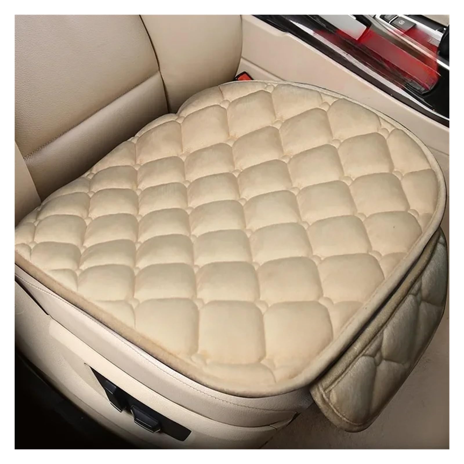 Autositzbezüge Set Autositzbezüge Warme Sitze Kissenschutz Plüsch Sitzbezug Herbst Winter Universal Für Limousine Fließheck SUV Sitzmatten Auto Schonbezüge(1pcs Beige) von YAKISA