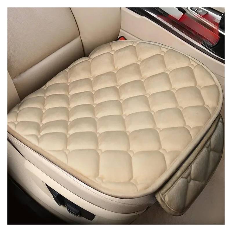 Autositzbezüge Set Autositzbezüge Warme Sitze Kissenschutz Plüsch Sitzbezug Herbst Winter Universal Für Limousine Fließheck SUV Sitzmatten Auto Schonbezüge(1pcs Beige) von YAKISA