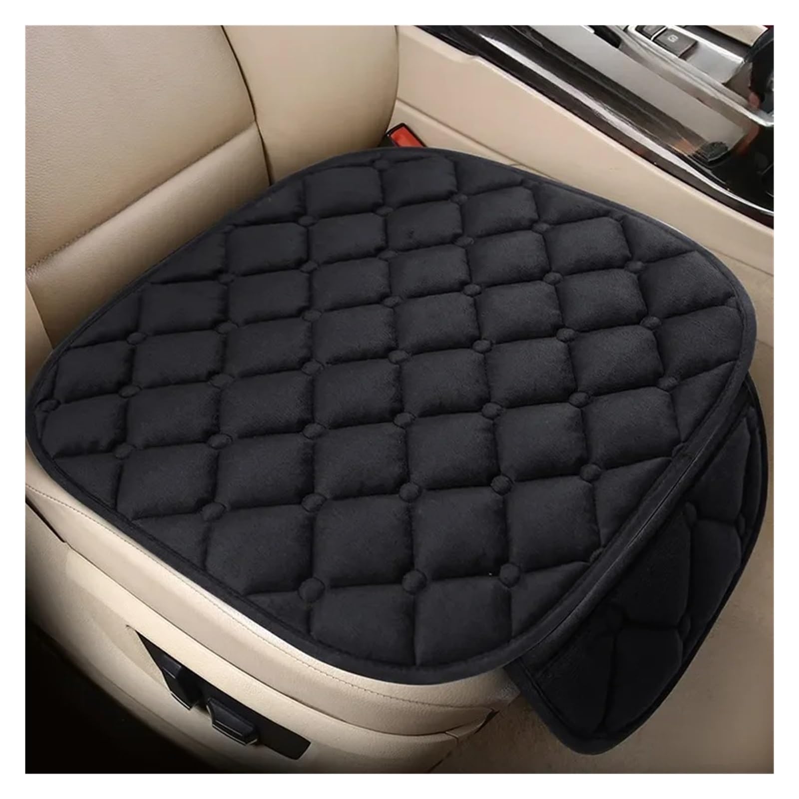 Autositzbezüge Set Autositzbezüge Warme Sitze Kissenschutz Plüsch Sitzbezug Herbst Winter Universal Für Limousine Fließheck SUV Sitzmatten Auto Schonbezüge(1pcs Black) von YAKISA
