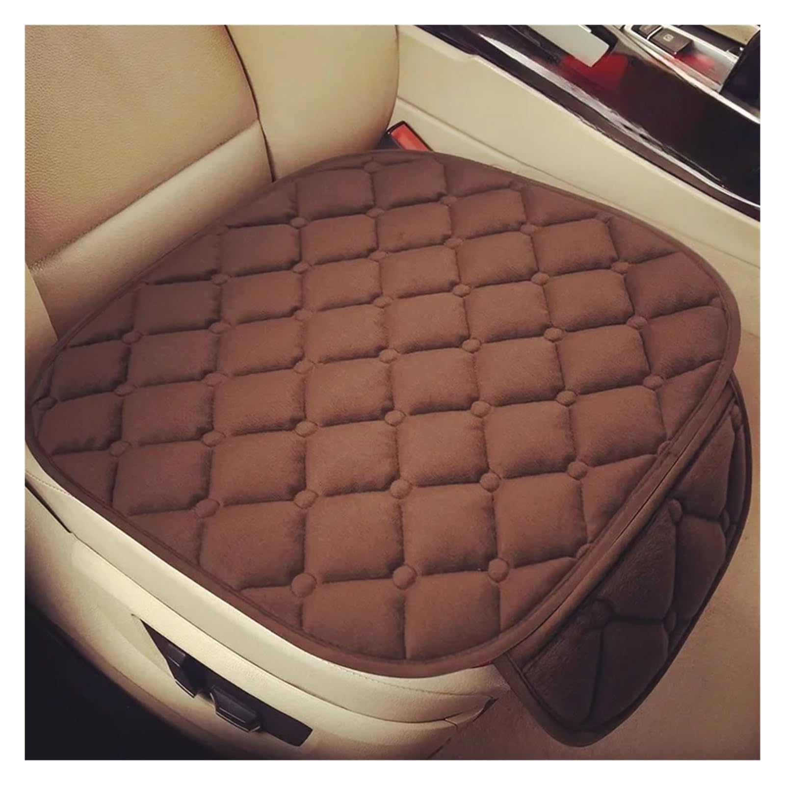 Autositzbezüge Set Autositzbezüge Warme Sitze Kissenschutz Plüsch Sitzbezug Herbst Winter Universal Für Limousine Fließheck SUV Sitzmatten Auto Schonbezüge(1pcs Brown) von YAKISA