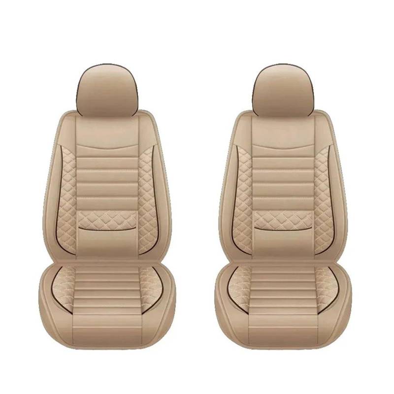 Autositzbezüge Set Autositzbezug Aus PU-Leder rutschfest Kratzfest Für Limousine SUV LKW Pick-up Auto Schonbezüge(Beige Front x2) von YAKISA