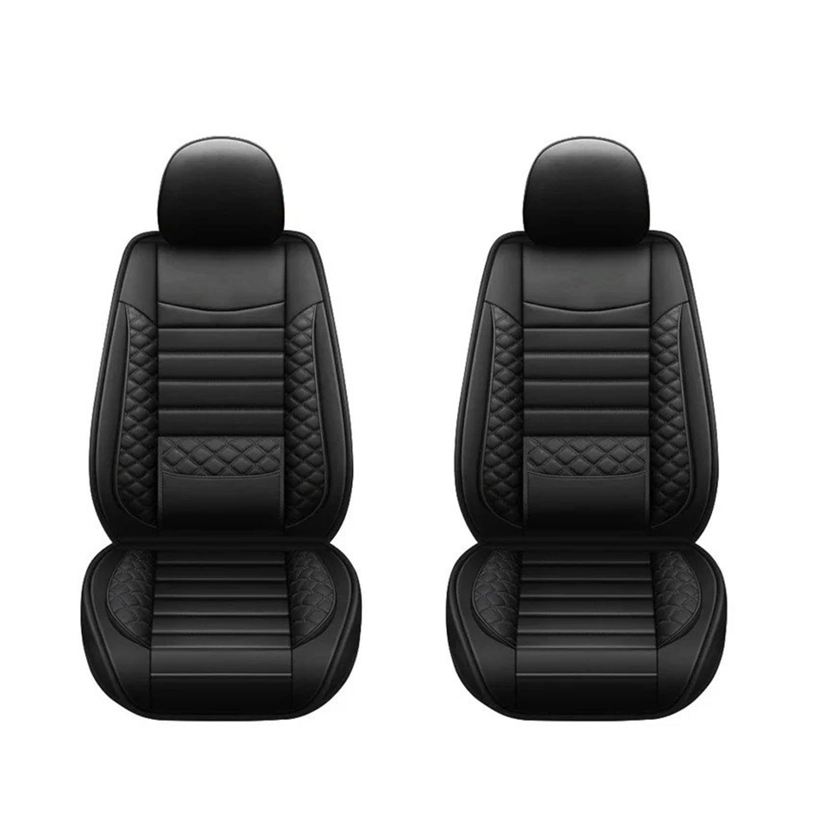 Autositzbezüge Set Autositzbezug Aus PU-Leder rutschfest Kratzfest Für Limousine SUV LKW Pick-up Auto Schonbezüge(Black Front x2) von YAKISA