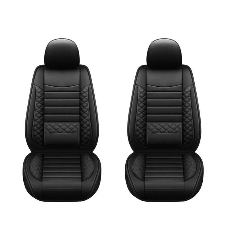 Autositzbezüge Set Autositzbezug Aus PU-Leder rutschfest Kratzfest Für Limousine SUV LKW Pick-up Auto Schonbezüge(Black Front x2) von YAKISA