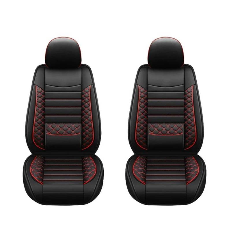 Autositzbezüge Set Autositzbezug Aus PU-Leder rutschfest Kratzfest Für Limousine SUV LKW Pick-up Auto Schonbezüge(Red Front x2) von YAKISA