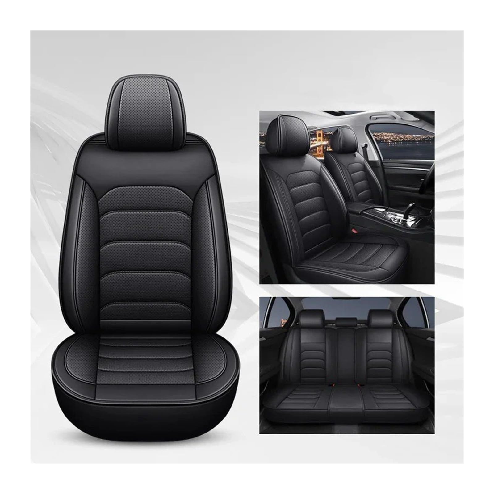 Autositzbezüge Set Für FIAT Alle Medels 500 500L 2007-2014 Für Punto Für Bravo Für Viaggio Für Freemoauto Universal-Sitzbezug Autozubehör Auto Schonbezüge(Black) von YAKISA