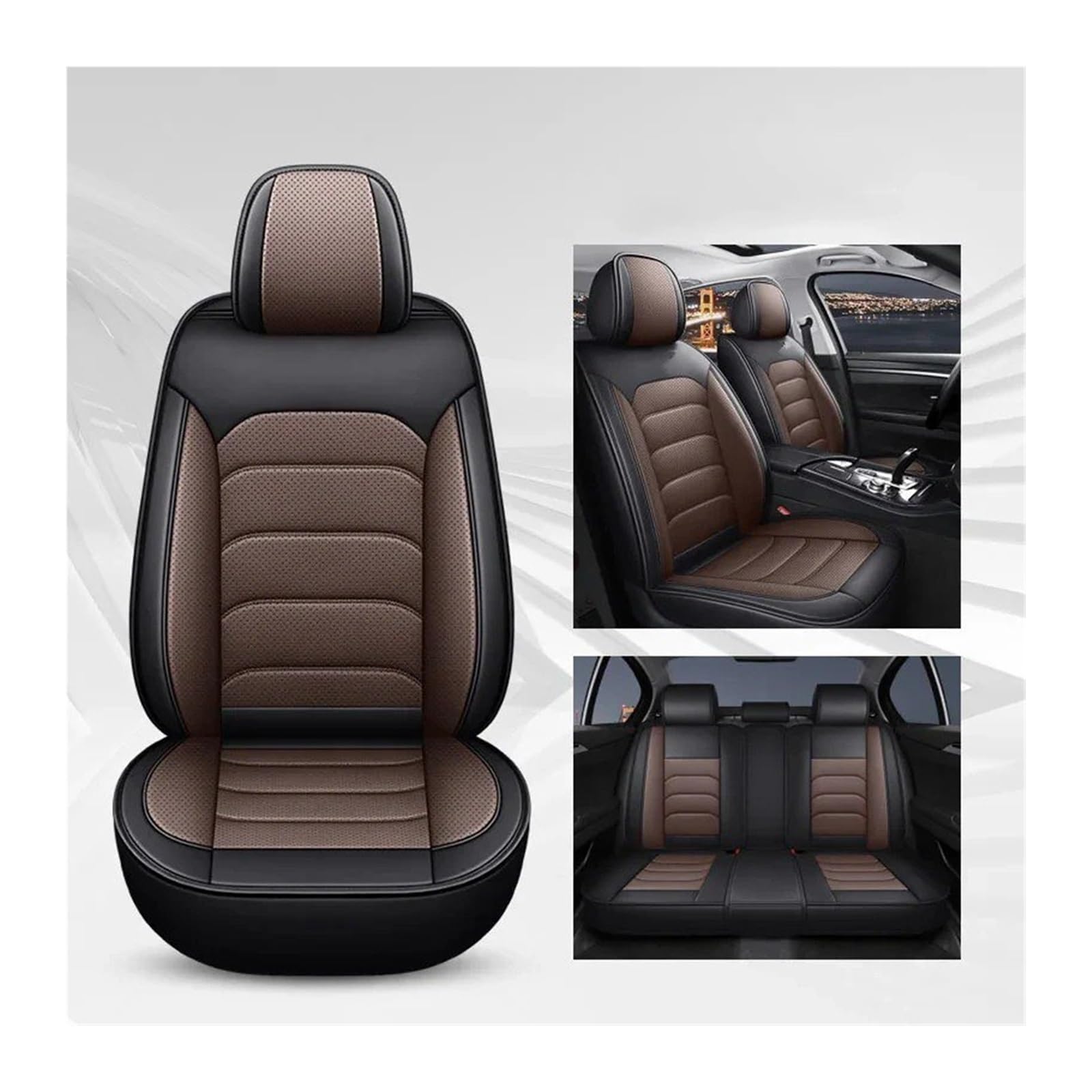 Autositzbezüge Set Für FIAT Alle Medels 500 500L 2007-2014 Für Punto Für Bravo Für Viaggio Für Freemoauto Universal-Sitzbezug Autozubehör Auto Schonbezüge(Black Coffee) von YAKISA