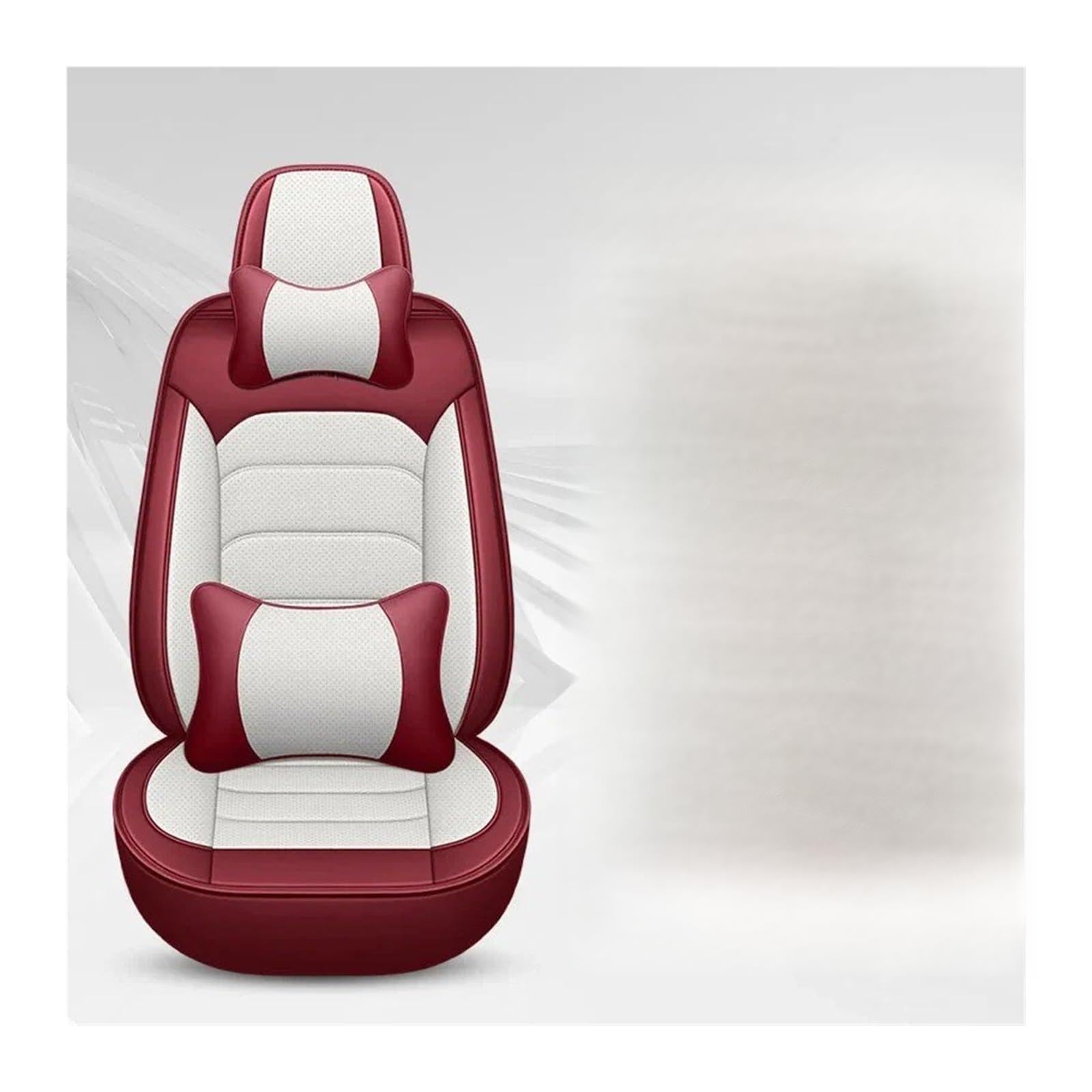 Autositzbezüge Set Für FIAT Alle Medels 500 500L 2007-2014 Für Punto Für Bravo Für Viaggio Für Freemoauto Universal-Sitzbezug Autozubehör Auto Schonbezüge(White red Pillow) von YAKISA